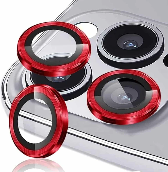 16-15-14 Pro / 16-15-14)Pro Max Kamera Lens Koruyucu Kırmzı ürün görseli 1