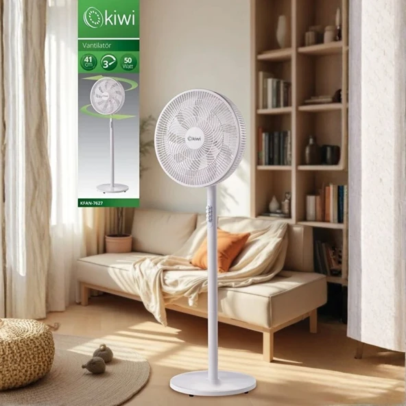 KFAN-7627 Salınım Fonksiyonlu Ultra Sessiz Stand Vantilatör 9 Kanatlı 50W ürün görseli 1