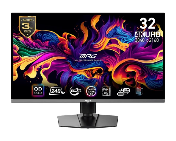 MSI MPG 321URX QD-OLED 31.5 3840x2160 240Hz 0.03 ms HDMI DP Type-C HDR 400 G-Sync Gaming Monitör ürün görseli 1