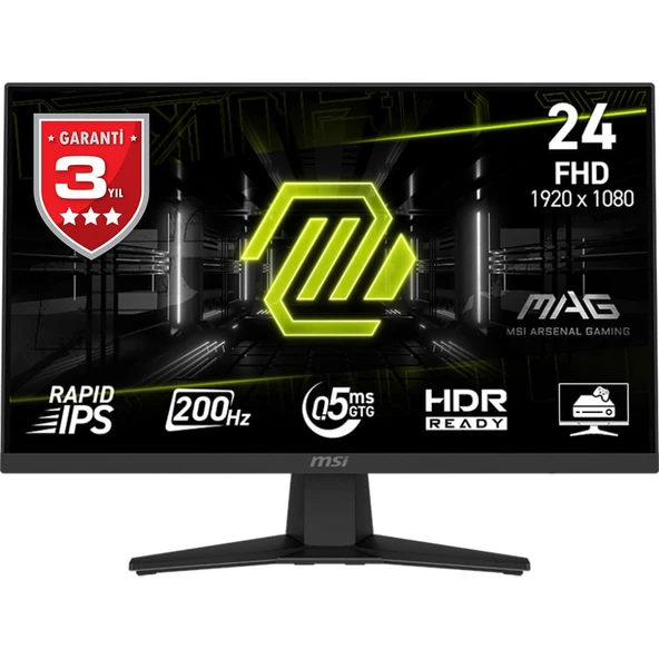 MSI MAG 244F 23.8 1920x1080 FHD 200Hz 0.5ms HDMI DP FreeSync IPS Gaming Monitör ürün görseli 1