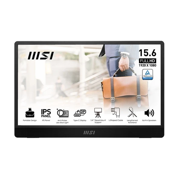 MSI PRO MP161 E2 15.6 1920x1080 60Hz 4ms HDMI Type-C Portatif IPS Monitör ürün görseli 1