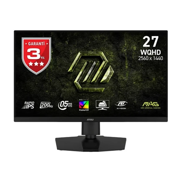 MSI MAG 274QPF E20 27 2560x1440 WQHD 200Hz 0.5ms HDMI DP Type-C HDR 400 FreeSync Rapid IPS Gaming Monitör ürün görseli 1