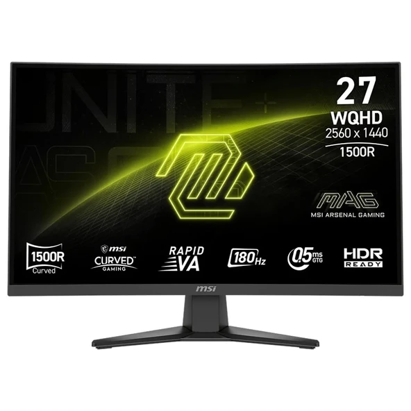 MSI MAG 275CQF E18 27 2560x1440 WQHD 180Hz 0.5ms HDMI DP FreeSync Curve 1500R Gaming Monitör ürün görseli 1