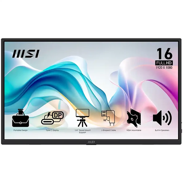 MSI PRO MP165 E6 15.6 1920x1080 FHD 60Hz 4ms HDMI Type-C IPS Portable Monitör ürün görseli 1
