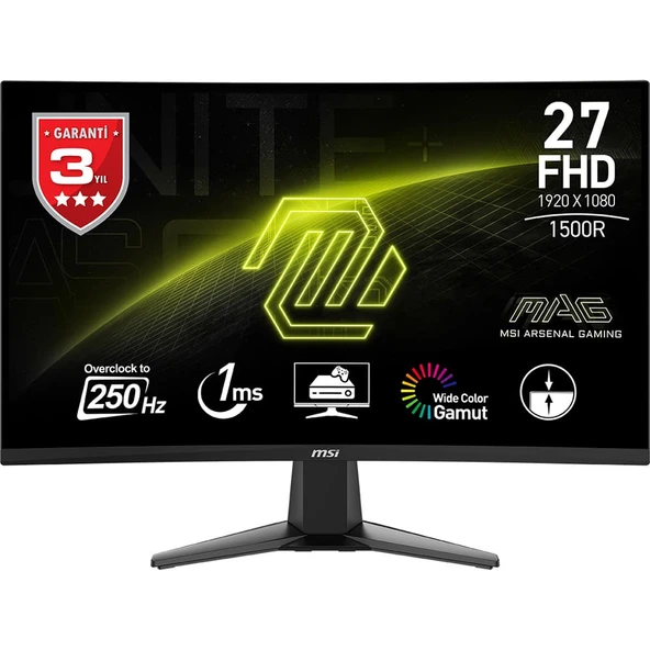 MSI MAG 27C6X 27 1920x1080 250Hz 1ms HDMI DP Adaptive Sync Curved Gaming Monitör ürün görseli 1