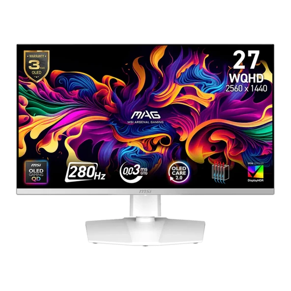 MSI MAG 272QPW QD-OLED X28 27 2560x1440 WQHD 280Hz 0.03 ms HDMI DP Type-C True Black 400 FreeSync QD-OLED Gaming Monitör ürün görseli 1