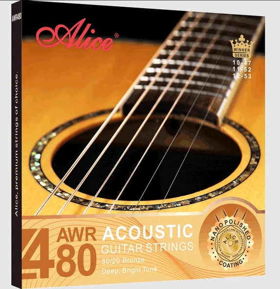 Alice AWR480-XL Akustik Gitar Teli (10-47 80/20 Bronze) | İnce Yapısı ile Rahat İcra Akustik Gitarın Doğal Karakterini Ortaya Çıkaran Ses ürün görseli 1