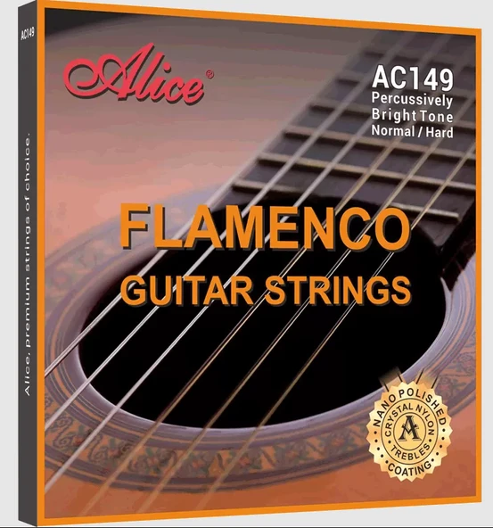 Alice AC149-N Flamenko Gitar Tel Seti - Crystal Carbon (Normal Tension) | Karbon Tiz Yapısı ile Hızlı Atak, Agresif Çalım Uyumu ve Keskin Flamenko Tınısı | Ölçü: 4/4 Flamenko ve Klasik Gitarlar İçin ( ürün görseli 1