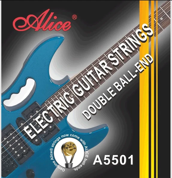Alice A5501 Elektro Gitar Tel Seti - 10-46 Light (Eğitim - Çift Sarım) | Çift Sarım Teknolojisi ile Ekstra Dayanıklılık, Güçlü Sinyal Çıkışı | Ölçü: .010 - .046 (6'lı Tam Takım Set) ürün görseli 1
