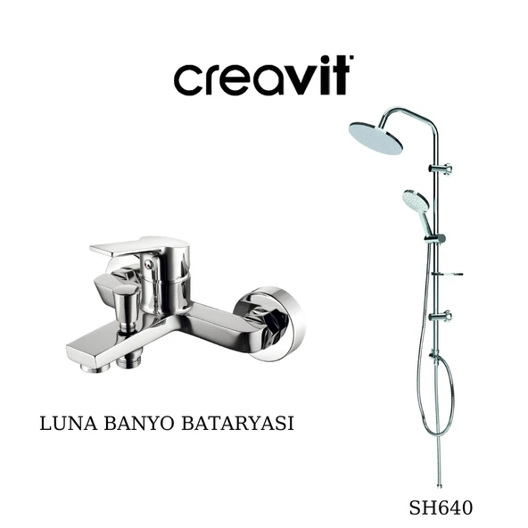 Creavit Luna Krom Banyo Bataryası LN2500 ve Oval Tepe Duş Sistemi SH640 ürün görseli 1