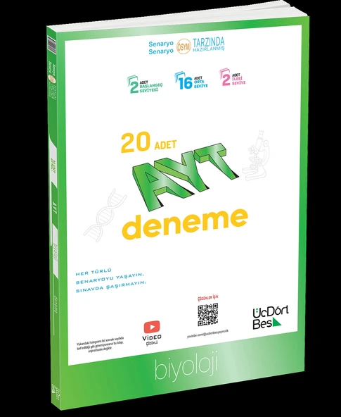 ÜçDörtBeş Yayınları AYT Biyoloji 20’li Deneme Yeni ürün görseli 1