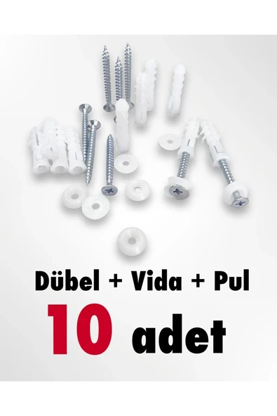 Korniş Montaj Seti Dübel + Vida + Pul (10 Adet) ürün görseli 1
