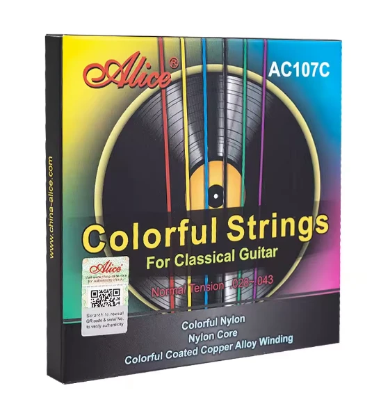 Alice AC107C-N Renkli Klasik Gitar Teli | Eğitim ve Performans İçin Görsel Kolaylık Sağlayan Renkli Tasarım Çocuklar İçin İlgi Çekici ve Eğitici ürün görseli 1