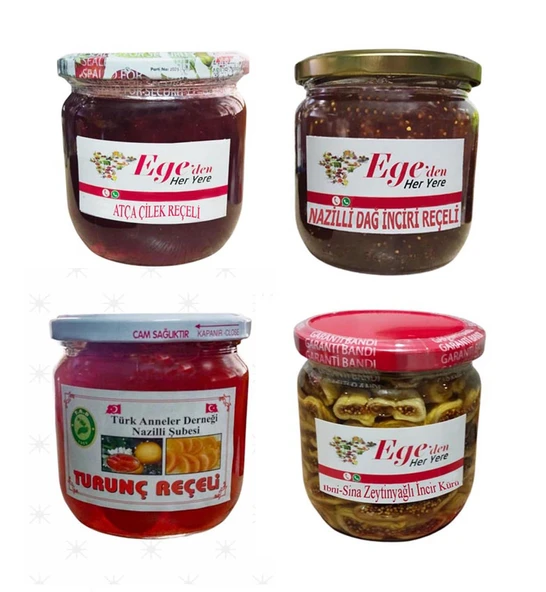 Nazilli Gurme 4'lü El Yapımı Organik Reçel Tadım Paketi (4x480gr) ürün görseli 1