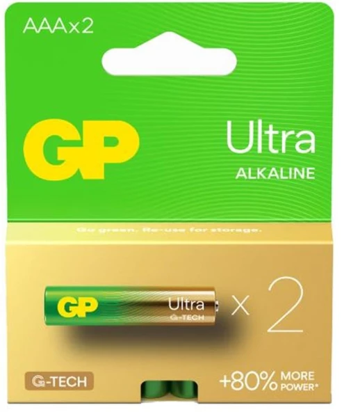 GP G-Tech LR03 AAA Boy Ultra Alkalin İnce Kalem Pil 2'li Paket GP24AU-2U2 ürün görseli 1
