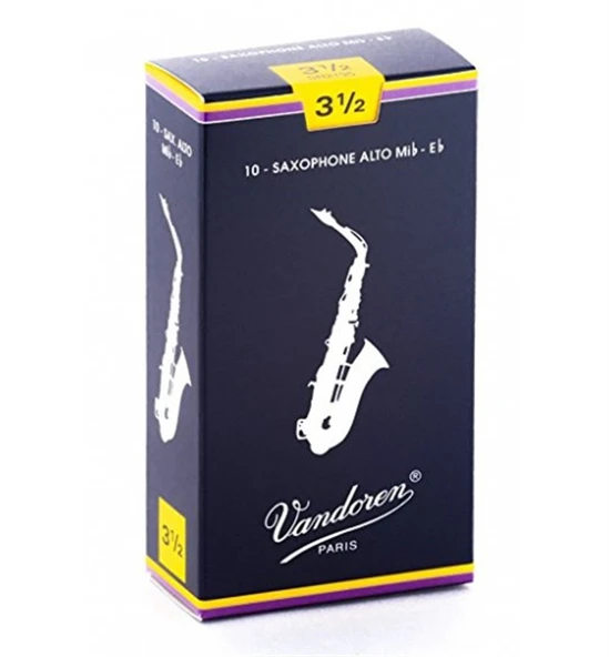 Vandoren SR2135 Traditional Mavi Kutu Alto Saksafon Kamışı No: 3.5 (Profesyonel) - 10'lu Paket | Kararlı Ton Yapısı ve Zengin Harmonik İçerik ürün görseli 1