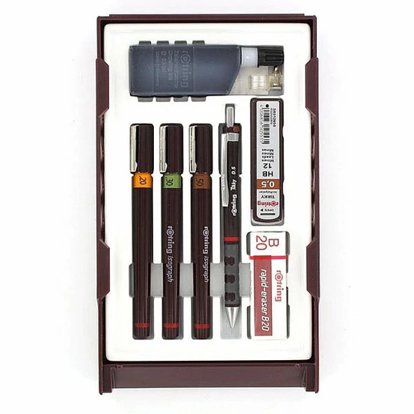 Rotring Rapido Kalemi İsograph Set Pergelsiz (0.2-0.3-0.5)+Tikky ürün görseli 1