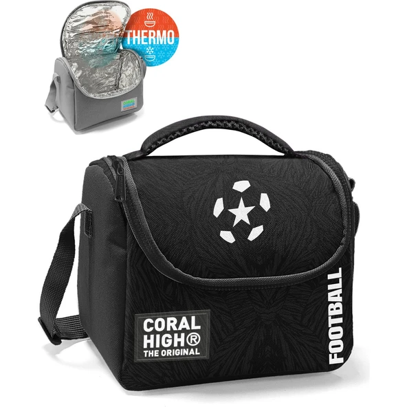 Coral High Siyah Futbol Desenli Thermo Beslenme Çantası 22798 ürün görseli 1