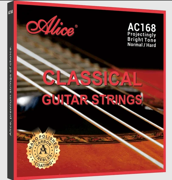 Alice AC168-N Klasik Gitar Tel Seti - Carbon Series (Normal Tension) | Yüksek Yoğunluklu İnce Karbon Tizler, Güçlü Projeksiyon ve Net Ses Karakteri | Ölçü: 4/4 Klasik Gitarlar İçin (6'lı Tam Takım Set ürün görseli 1