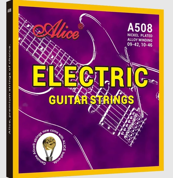 Alice A508-L Elektro Gitar Tel Seti - 10-46 Light (Eğitim - Manyetik Tepki) | Pürüzsüz Yüzey, Gelişmiş Manyetik Tepki, Uzun Süreli Akort Kararlılığı | Ölçü: .010 - .046 (6'lı Tam Takım Set) ürün görseli 1