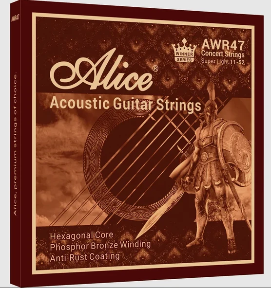 Alice AWR47-SL Akustik Gitar Teli (11-52 Phosphor Bronze) | Fosfor Bronz Sarım ile Zengin Harmonikler ve Uzun Süreli Parlak Tını ürün görseli 1