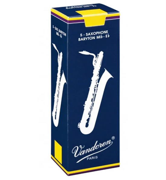 Vandoren SR2425 Traditional Mavi Kutu Bariton Saksafon Kamışı No: 2.5 (Orta Seviye) - 5'li Paket | Esnek Üfleme Tepkisi, Tutarlı Malzeme Kalitesi ve Zengin Harmonik İçerik ürün görseli 1