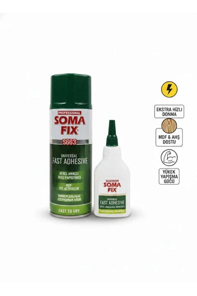SOMAFİX S663 PROFESİYONEL GENEL AMAÇLI HIZLI YAPIŞTIRICI 200ML SPREY 50G YAPIŞTIRICI ürün görseli 1
