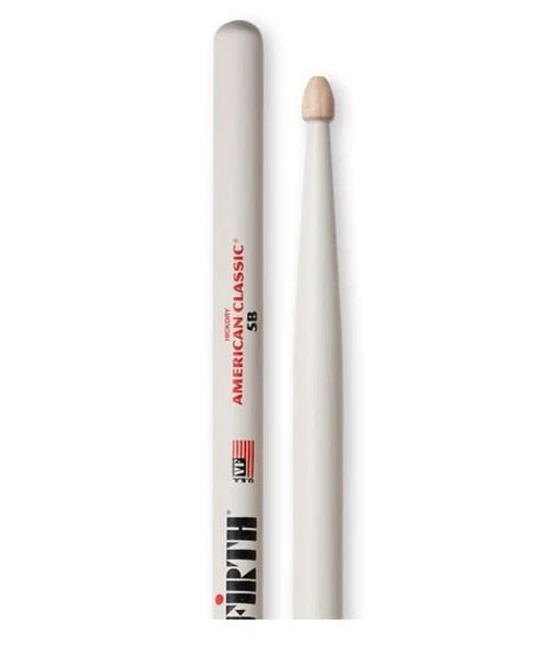 Vic Firth V5BW American Classic 5B White Baget | Beyaz Kaplama - Görsel Şov - Ahşap Uç ürün görseli 1