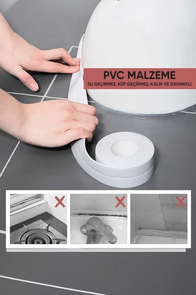 3.2M Banyo Küvet Mutfak Lavabo Su Sızdırmaz Bant Su Geçirmez Kenar Bandı Sızdırmazlık Tamir Beyaz ürün görseli 1