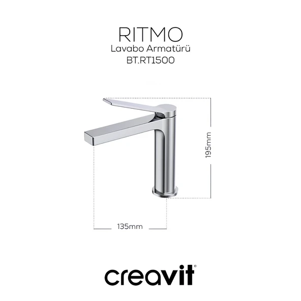 Creavit Ritmo Krom Lavabo Bataryası RT1500 - Resim 5