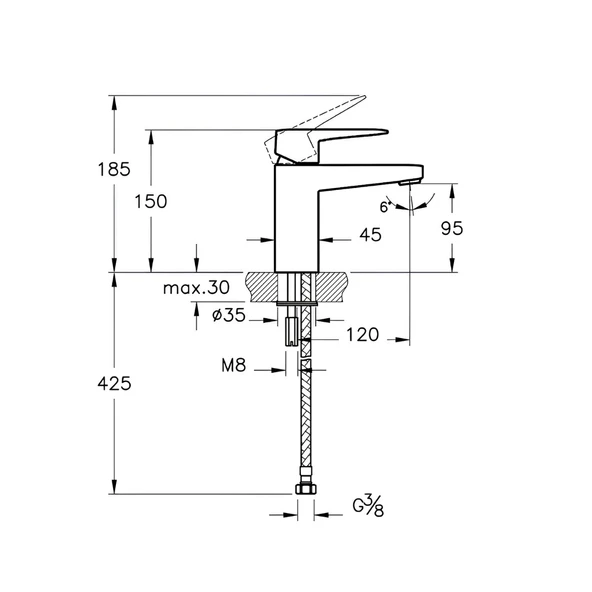 Artema Root Square Krom Lavabo Bataryası A42732 - Resim 3