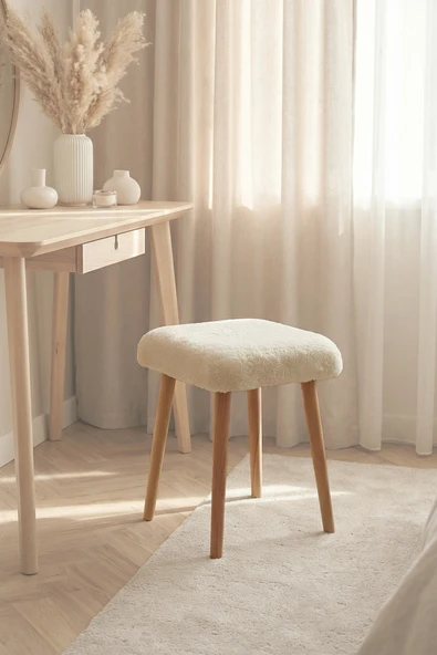 Peluş Kumaşlı Dekoratif Puf, Tabure 5983 ürün görseli 1