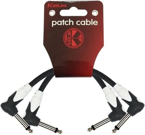 Kırlın LG2-203-0,15M-BK Pedal Ara Kablosu (2'li Set) | Siyah Şık Tasarım L Tipi Jaklar Sayesinde Pedalboard'da Yer Tasarrufu ürün görseli 1
