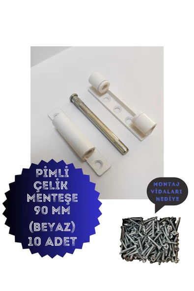 PVC Pimapen Kapı Pencere Menteşesi Çelik 90mm Beyaz/10 Adet) VİDALAR DAHİL/Bay Her Telden ürün görseli 1