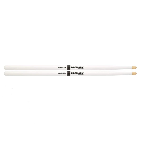 Promark TX5AW-WHITE 5A American Hickory Baget - Beyaz (Profesyonel) | Kar Beyazı Kaplama, Dengeli Ağırlık Dağılımı, Hickory Malzeme ve Tüm Müzik Türlerine Uygun 5A Yapısı ürün görseli 1
