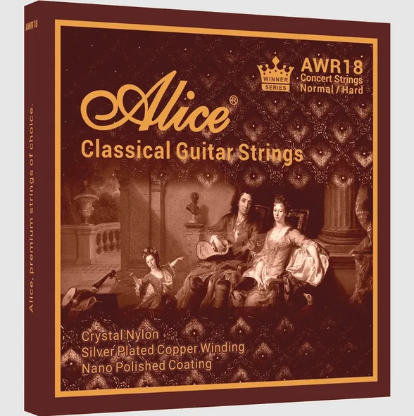Alice AWR18-N Klasik Gitar Tel Seti - Long Life Crystal (Normal Tension) | Özel Anti-Oksidan Kaplama ile Uzatılmış Tel Ömrü, Sıcak ve Dengeli Akustik Tonlar | Ölçü: 4/4 Klasik Gitarlar İçin (6'lı Tam ürün görseli 1