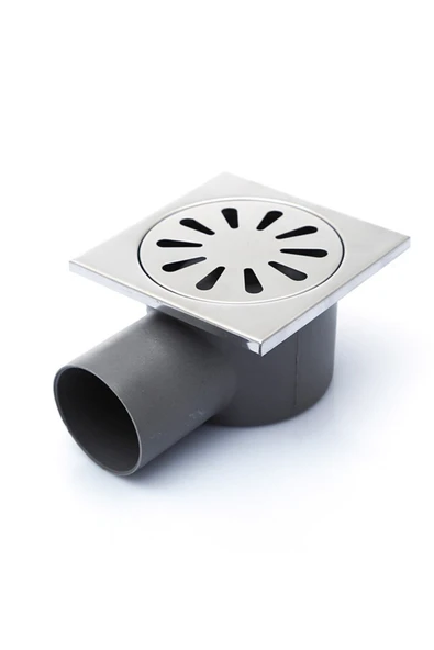 Krom Yer Süzgeci (10x10x 50 Mm Yandan Çıkışlı Yer Sifonu) ürün görseli 1