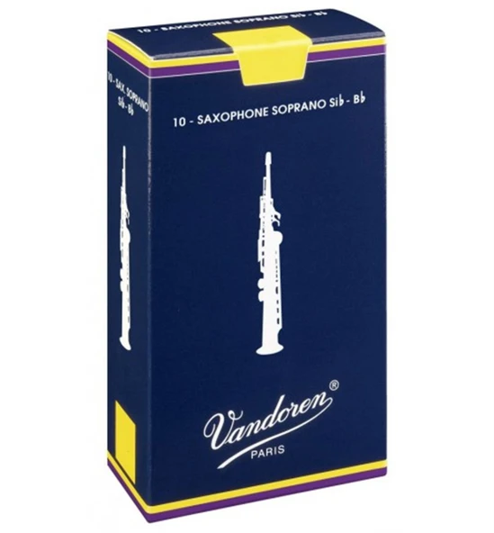 Vandoren SR2025 Traditional Soprano Saksafon Kamışı No: 2.5 (Orta Seviye) - 10'lu Kutu | Mavi Kutu, Esnek Üfleme Tepkisi ve Zengin Harmonik İçerik ürün görseli 1