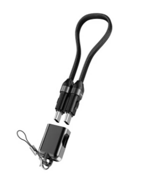 S-link Armor CC-020 60W 20 cm Type-C to Type-C  Örgülü Metal Başlıklı Siyah Şarj Kablosu ürün görseli 1