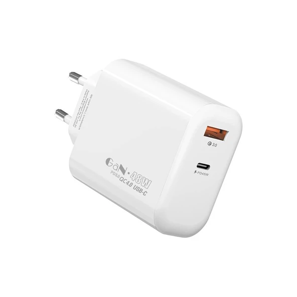 S-link SL-EC69 GAN PD 65W - QC 18W Type USB-C +USB A Hızlı Beyaz EV-NOTEBOOK Şarj Adaptör ürün görseli 1