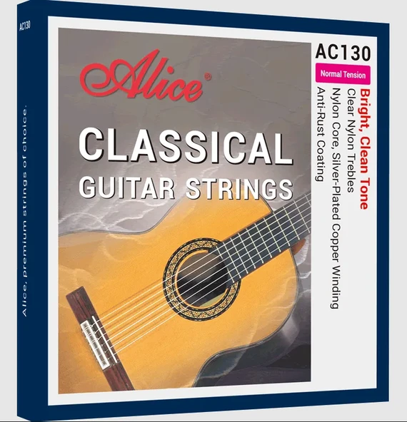 Alice AC130-N Klasik Gitar Tel Seti - Coated Series (Normal Tension) | Geliştirilmiş Kaplama Teknolojisi, Zengin Orta Frekanslar ve Net Bas Tepkisi | Ölçü: 4/4 Klasik Gitarlar İçin (6'lı Tam Takım Set ürün görseli 1