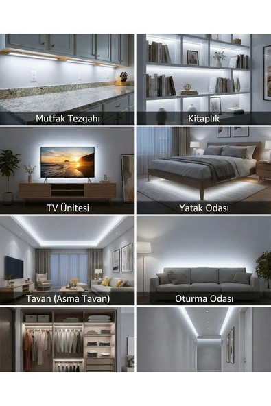ÇATA 10 Çipli 5 Metre Beyaz Renk Şerit Led (CT-4480)(PİLLİ DEĞİL)(12V TRAFO ILE ÇALIŞIR) ürün görseli 1