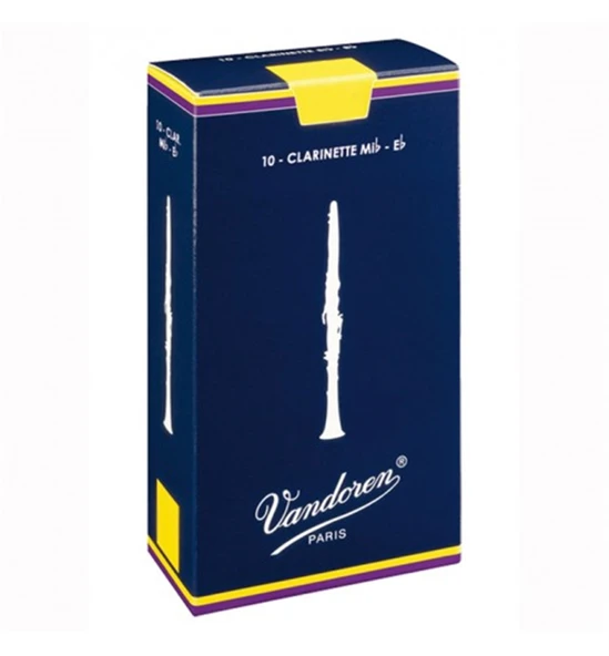 Vandoren CR1135 Traditional Mavi Kutu Eb Klarnet Kamışı No: 3.5 (Profesyonel) - 10'lu Kutu | Esnek Üfleme Tepkisi, Tutarlı Malzeme Kalitesi ve Zengin Harmonikler ürün görseli 1