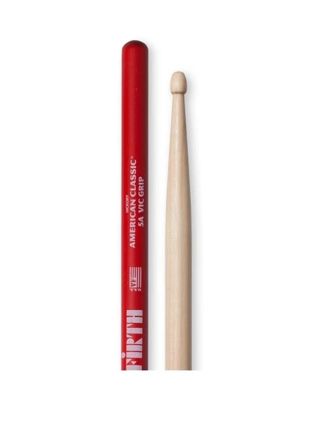 Vic Firth V5AVG American Classic 5A Vic Grip Baget | Kaydırmaz Kaplama - Çok Yönlü - Ahşap Uç ürün görseli 1