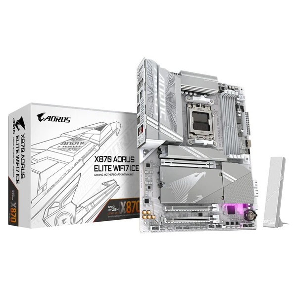 Gigabyte X870 AORUS ELITE WIFI7 ICE DDR5 8200 MHz (OC) M.2 USB 2.0 USB 3.2 HDMI USB-C 2.5G LAN ATX Soket AM5 ürün görseli 1