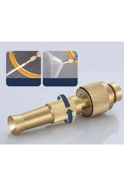 Tazyikli Ayarlanabilir Basınçlı Hortum Başlığı Gold ve Sıkıştırma kelepçesi bahçe yıkama ürün görseli 1