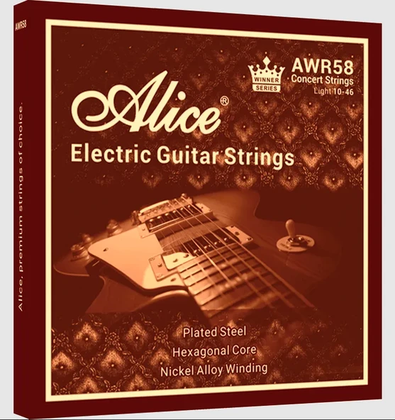 Alice AWR58-L Elektro Gitar Teli (10-46 Light) | Özel Alaşımlı Nikel Kaplama Parlak Tizler ve Tok Alt Frekanslar ürün görseli 1