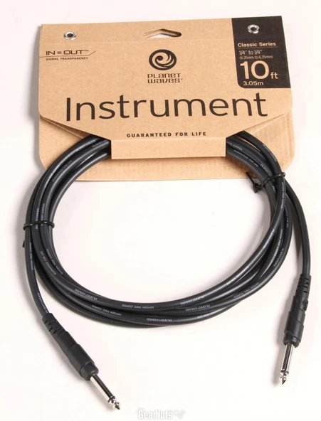 Planet Waves PWCGT10 Gitar Kablosu 10 Inç (Aksesuar - Classic) | 1/4 Inç Jak, Oksijensiz Bakır İletken, Dayanıklı Esnek Dış Kaplama ürün görseli 1