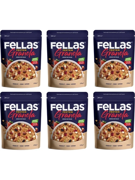 Fellas Vegan Protein Granola Kırmızı Meyveler 270 gr x 6 Adet ürün görseli 1