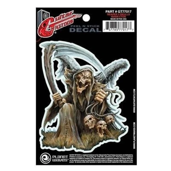 Planet Waves GT77017 Gitar Tattoo Reaper 3 Sticker | Kolay Uygulanır - İz Bırakmaz - Şık Tasarım ürün görseli 1